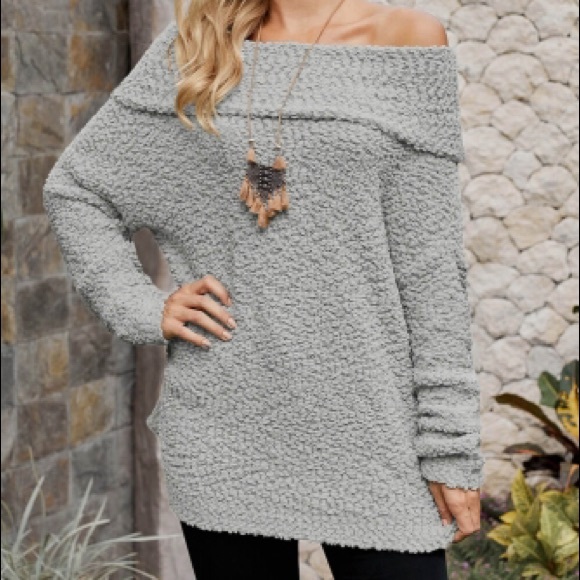 Plush Off The Shoulder Sweater - Picture 3 of 4
